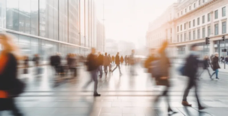Beautiful motion blur of people walking in the morning rush hour, busy modern life concept. Suitable for web and magazine layouts. Beautiful motion blur of people walking in the morning rush hour, busy modern life concept. Suitable for web and magazine layouts.