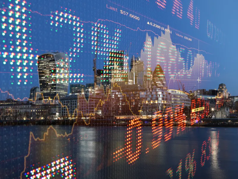 Stock market data growth chart graph investment finance analysis fintech financial district Stock market data growth chart graph investment finance analysis fintech financial district